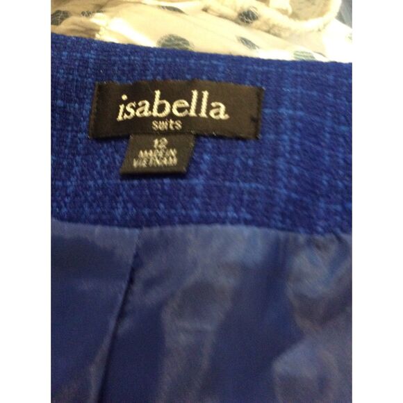 Vintage Isabella Skirt Suit Jacket Size 12 Career Church Blue Pencil Lined - Picture 3 of 6